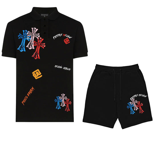 FesFas graphic-print Polo Set | Men | Black