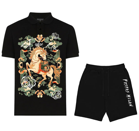 FesFas cloud horse-print Polo Set | Men | Black