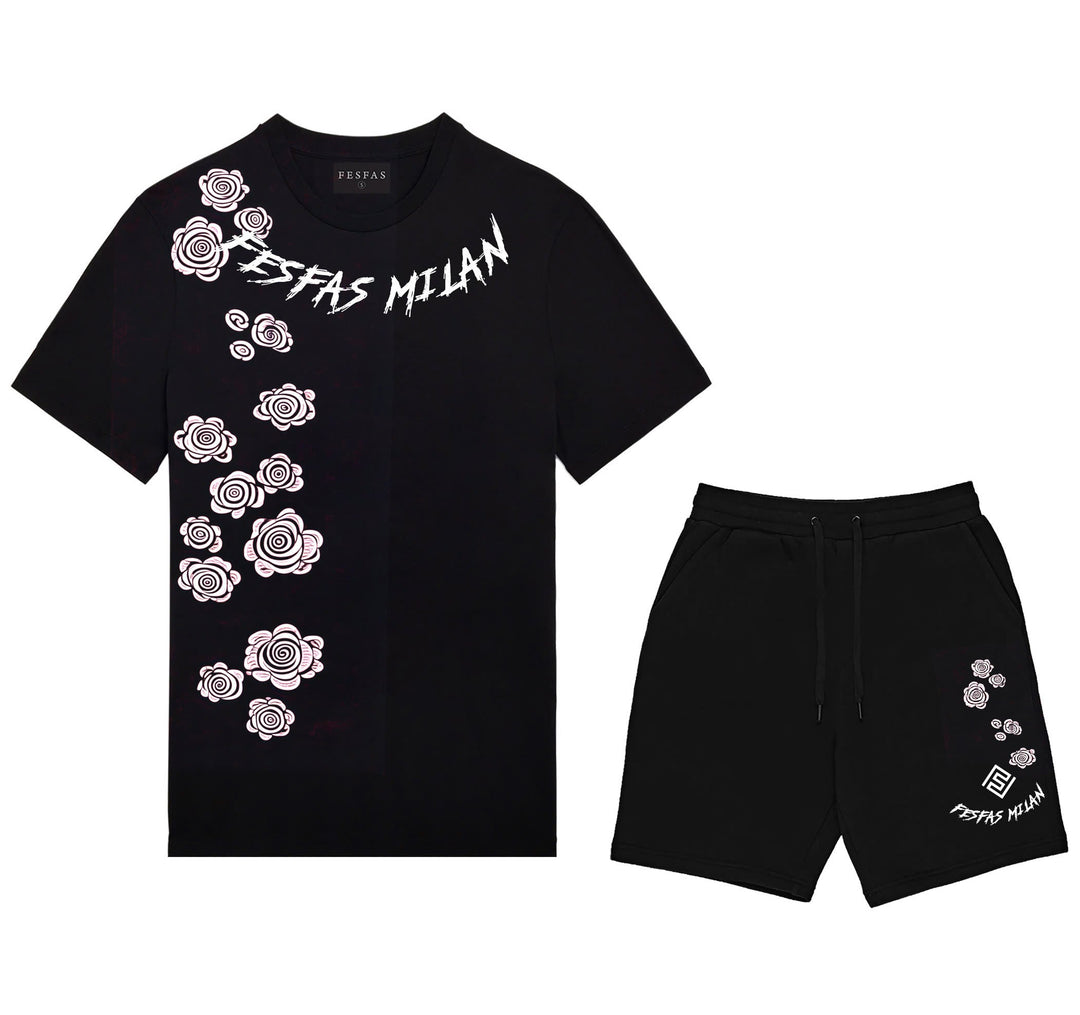 FesFas flowers-print T-shirt Set | Black | Men