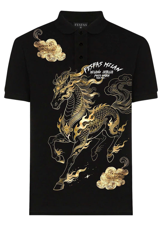 FesFas horse-print Polo Shirt | Men | Black