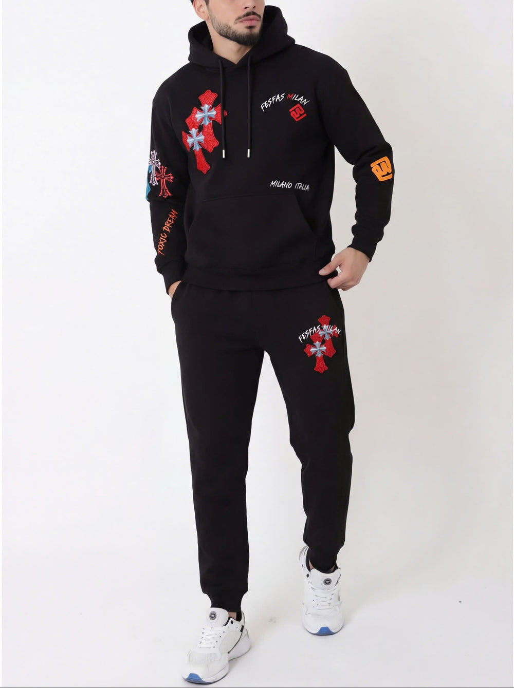 FesFas graphic-print Hoodie | Black | Men