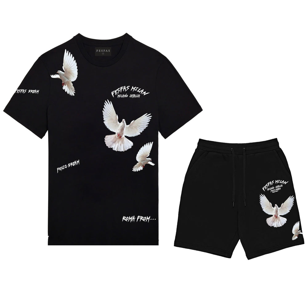 FesFas pigeons-print T-shirt Set