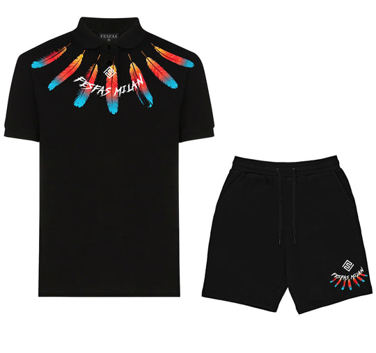 FesFas feathers-print Polo Set | Men | Black