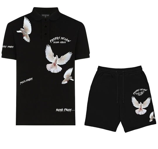 FesFas pigeons-print Polo Set | Men | Black