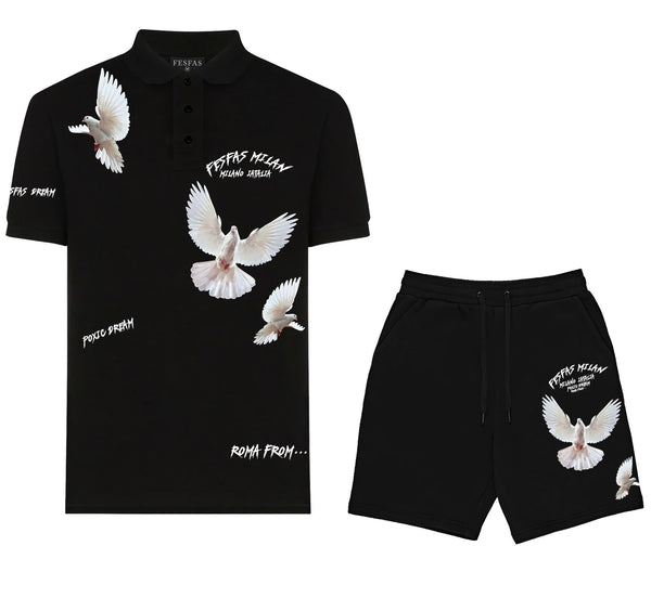 FesFas pigeons-print Polo Set | Men | Black