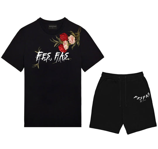 FesFas flowers-print T-shirt Set | Black | Men