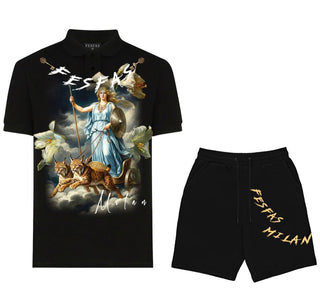 FesFas Norse goddess-print Polo Set | Men | Black