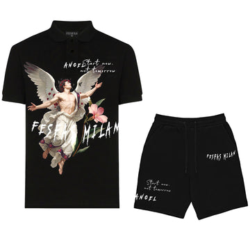 FesFas angel-print Polo Set | Men | Black