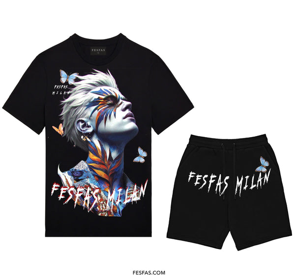 FesFas butterflies-print T-shirt Set | Black | Men