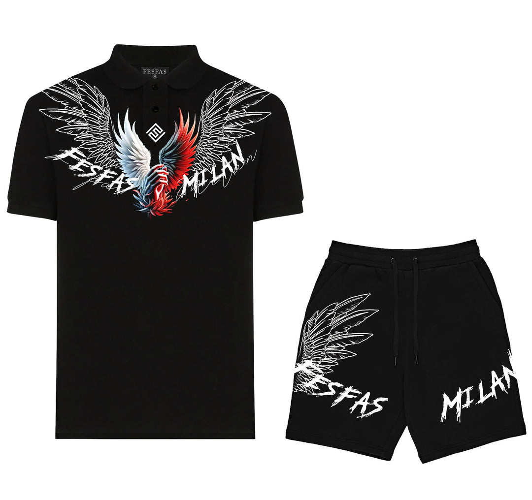 FesFas angle wings-print Polo Set | Men | Black