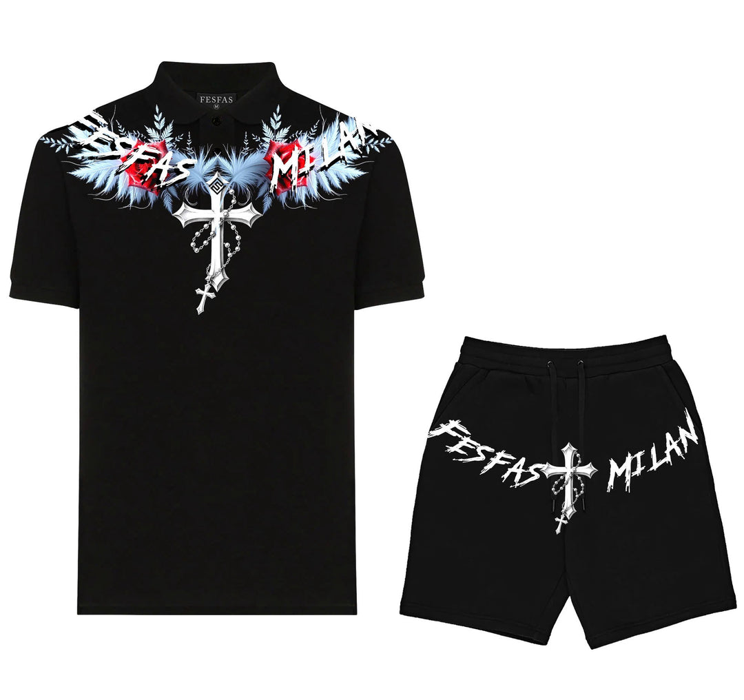 FesFas iced feathers-print Polo Set | Men | Black