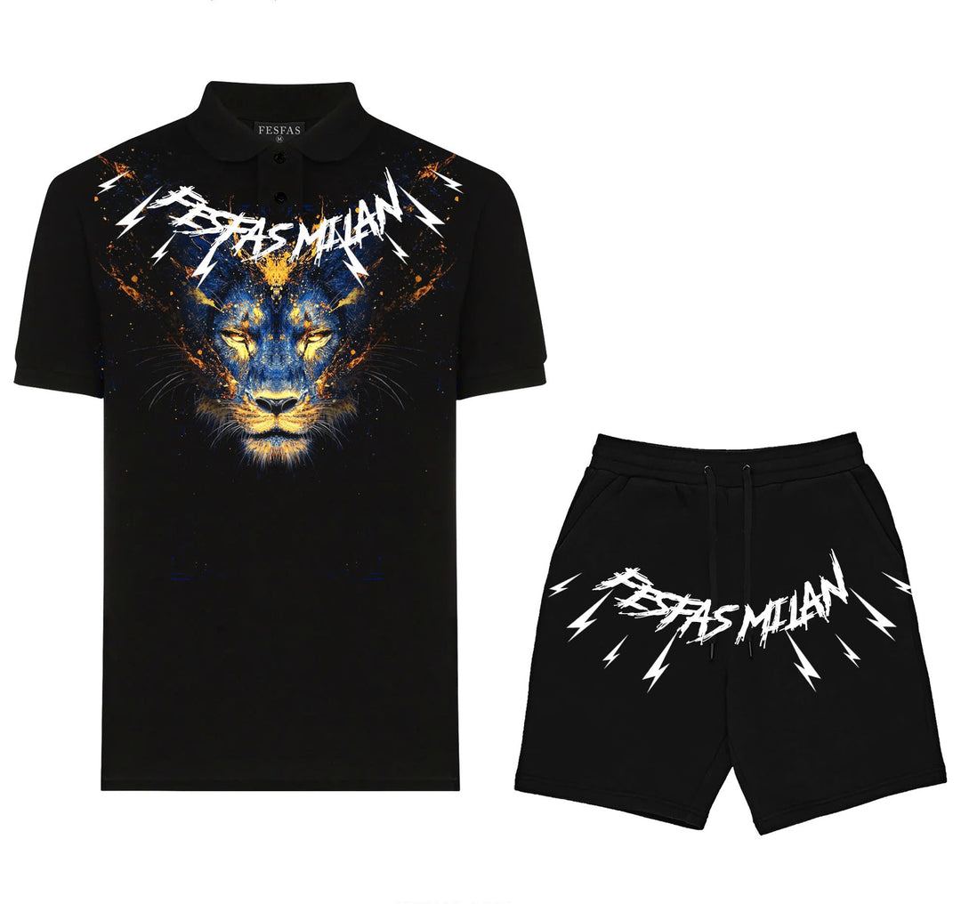 FesFas blue lion-print Polo Set | Men | Black