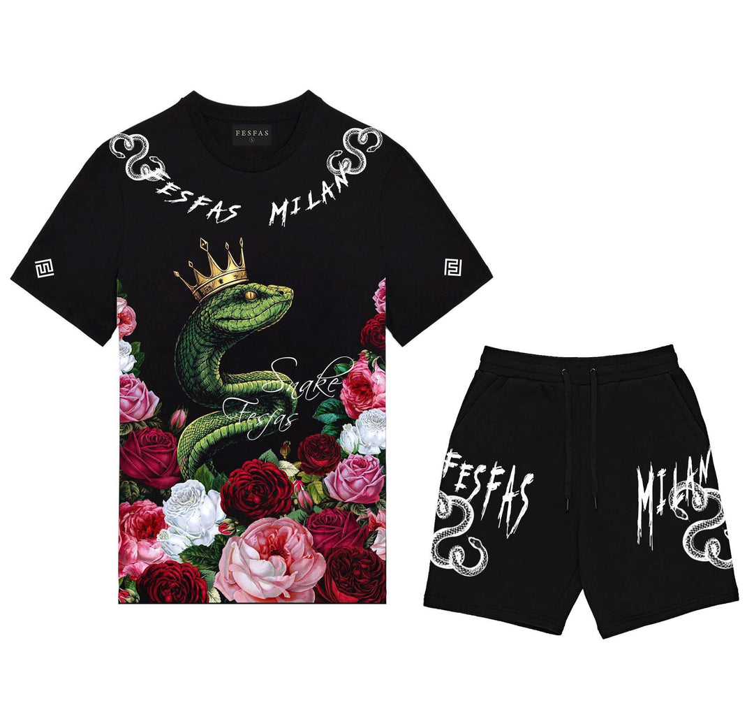 FesFas snake king-print T-shirt Set | Black | Men