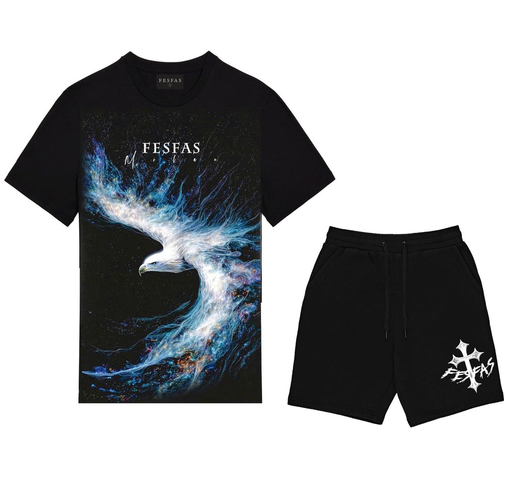 FesFas blue eagle-print T-shirt Set