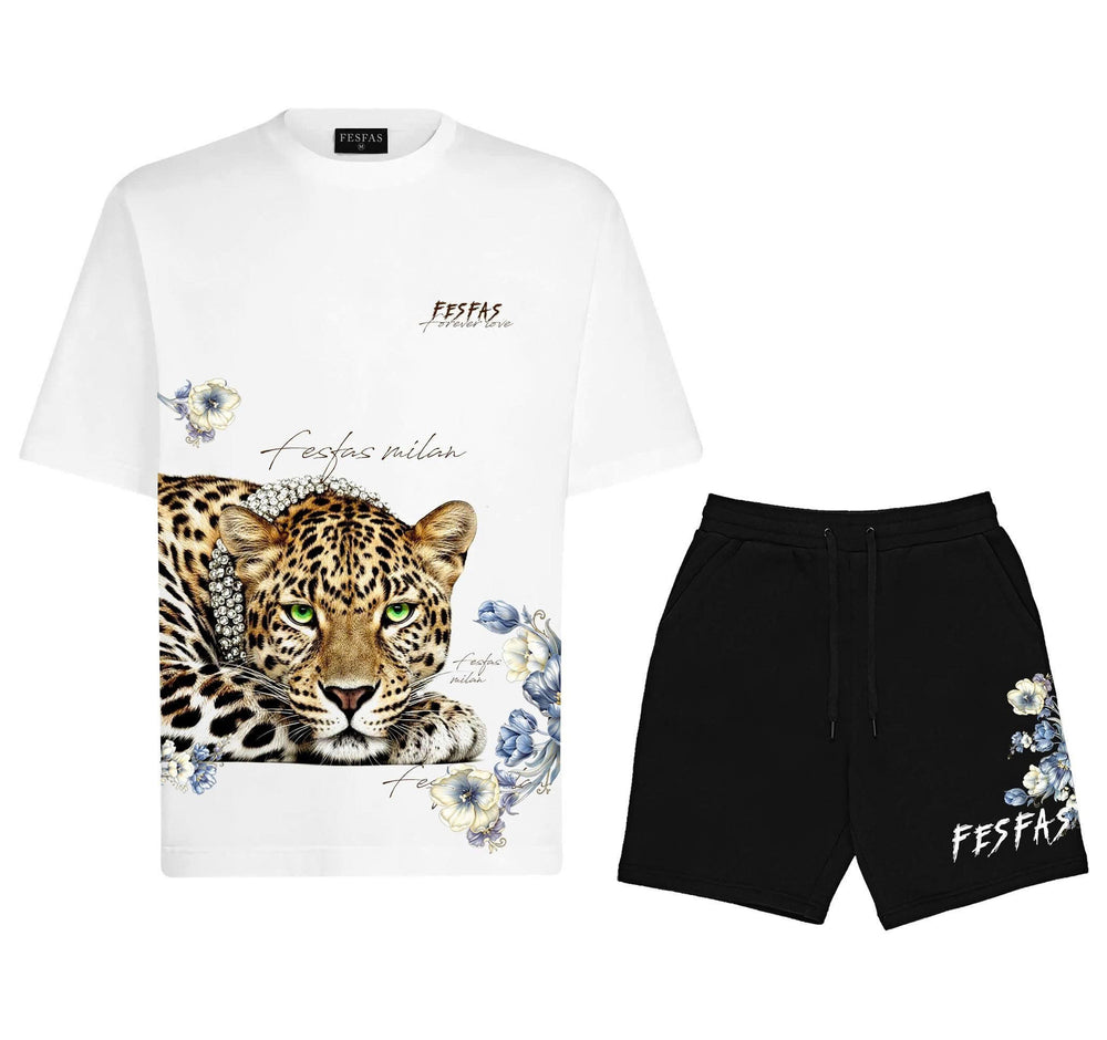 FesFas leopard-print T-shirt Set | Black & White | Men