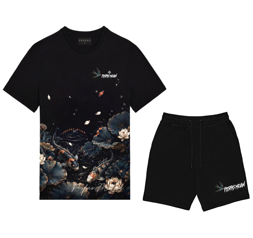 FesFas lake night-print T-shirt Set