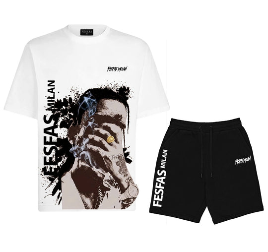 FesFas graphic-print T-shirt Set | Black &amp; White