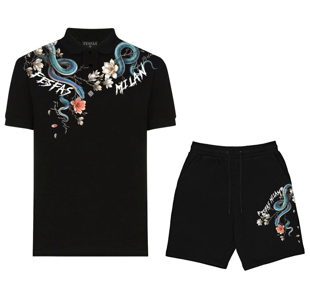 FesFas jade snake-print Polo Set