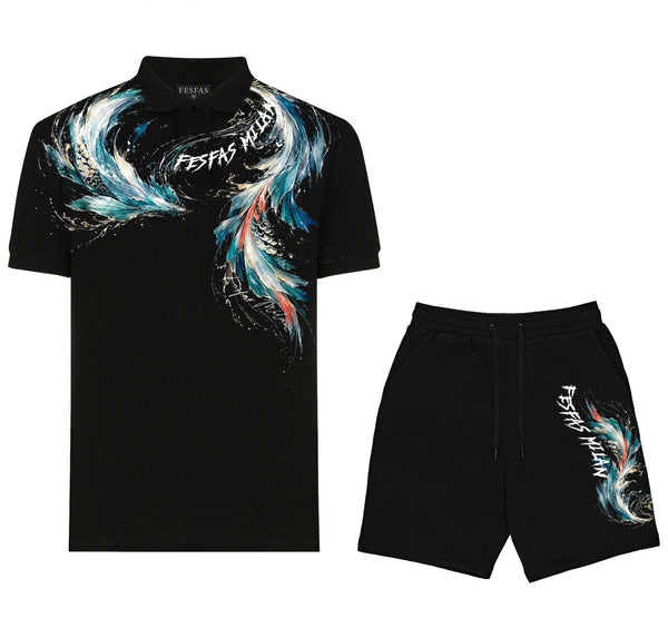 FesFas ocean breath-print Polo Set | Men | Black