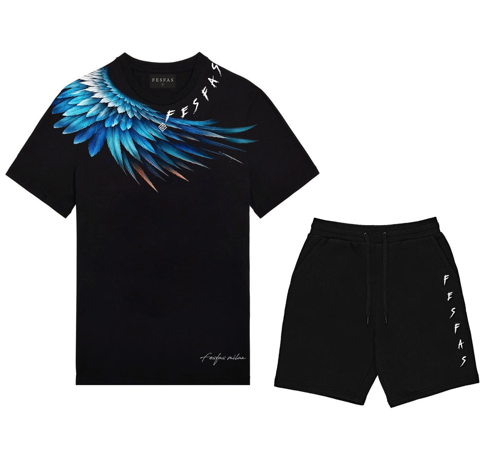 FesFas blue wings-print T-shirt Set | Black | Men