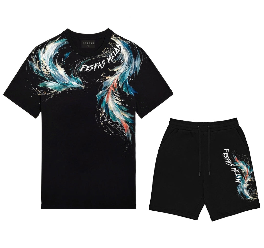 FesFas ocean breath-print T-shirt Set | Black | Men