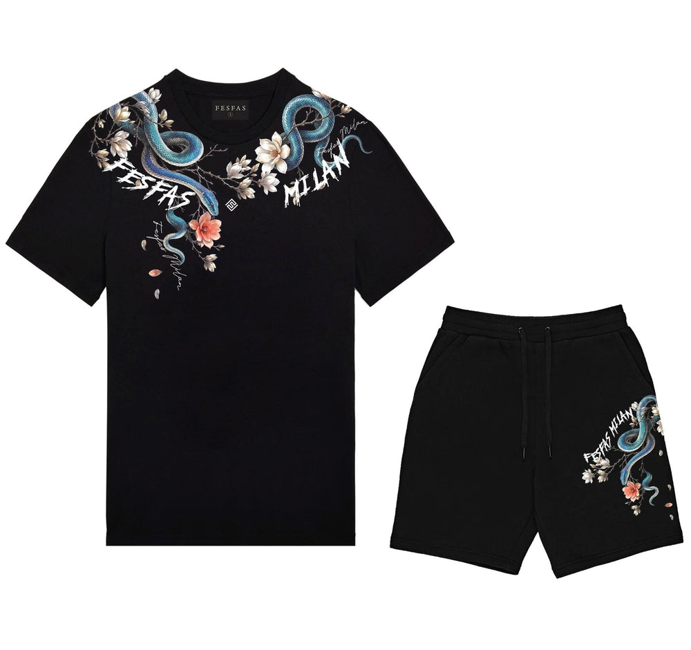 FesFas jade snake-print T-shirt Set