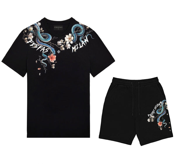 FesFas jade snake-print T-shirt Set | Black | Men