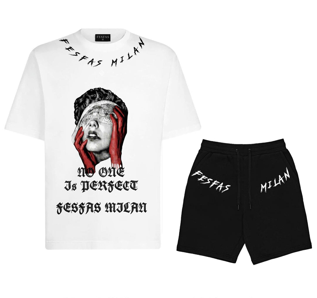 FesFas red gloves-print T-shirt Set | Black &amp; White