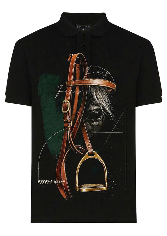 FesFas brass pedals-print Polo Shirt