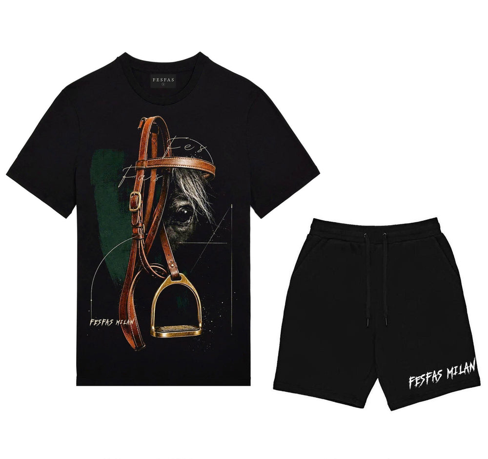 FesFas brass pedals-print T-shirt Set