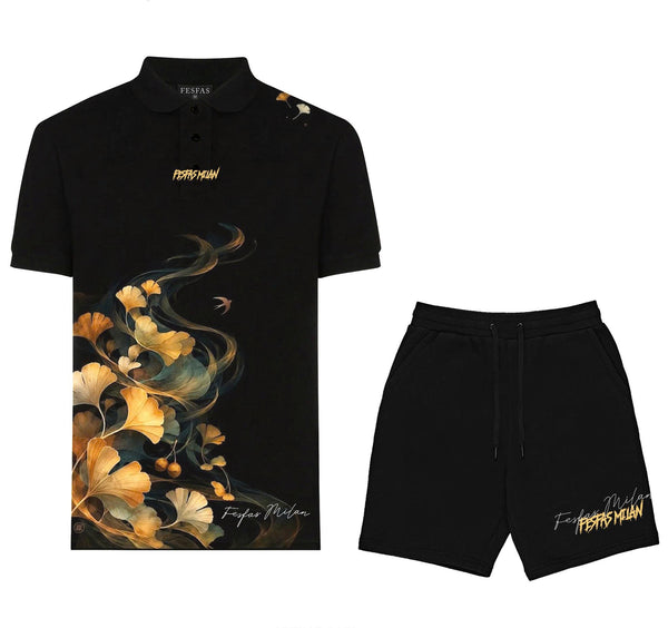 FesFas ginkgo leaves-print Polo Set