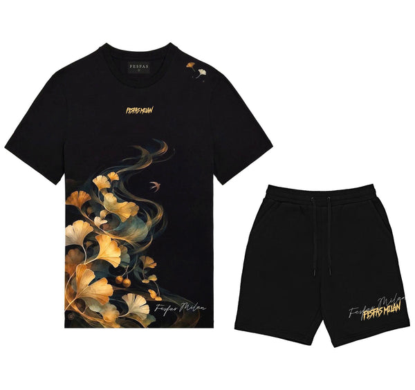 FesFas ginkgo leaves-print T-shirt Set