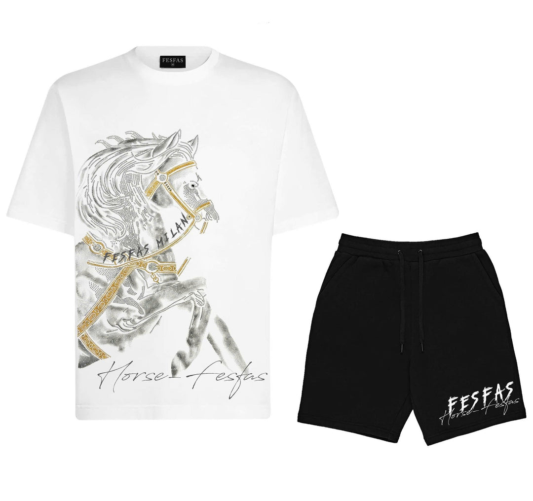 FesFas grey horse-print T-shirt Set