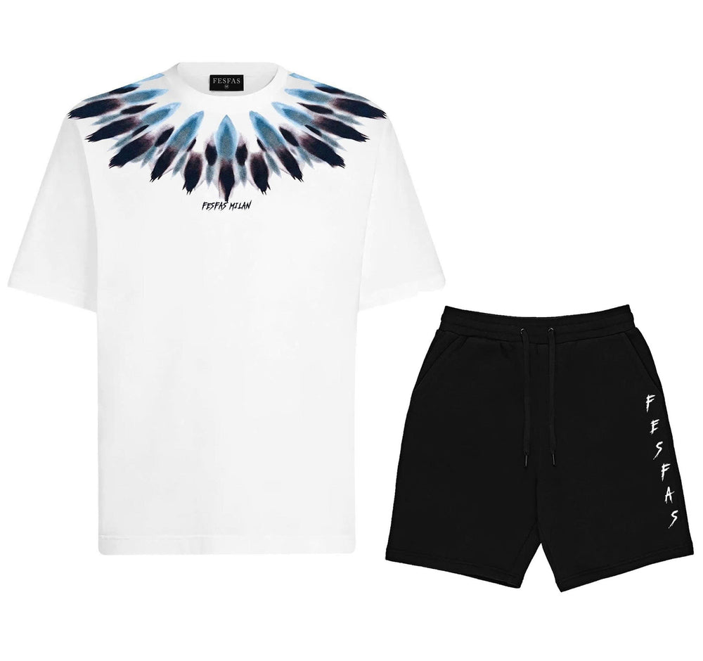 FesFas mixed feathers-print T-shirt Set