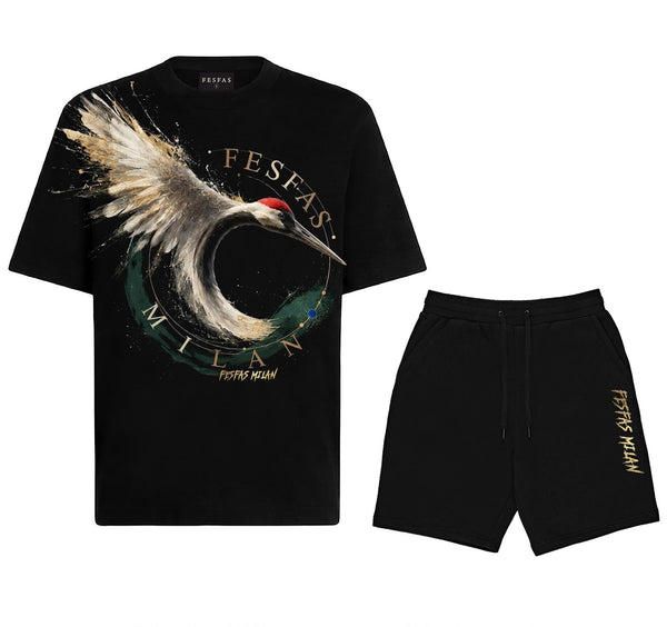 FesFas sarus crane-print T-shirt Set