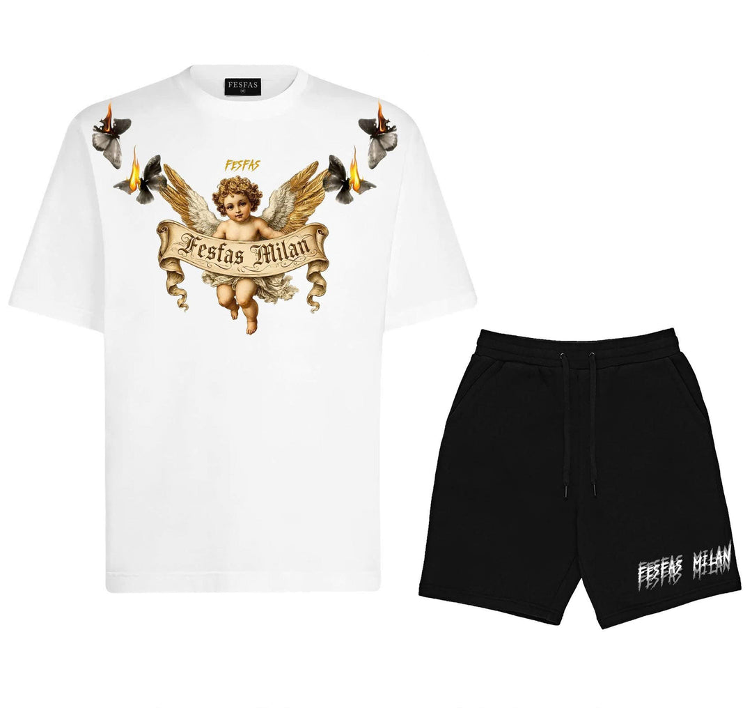FesFas little angel-print T-shirt Set
