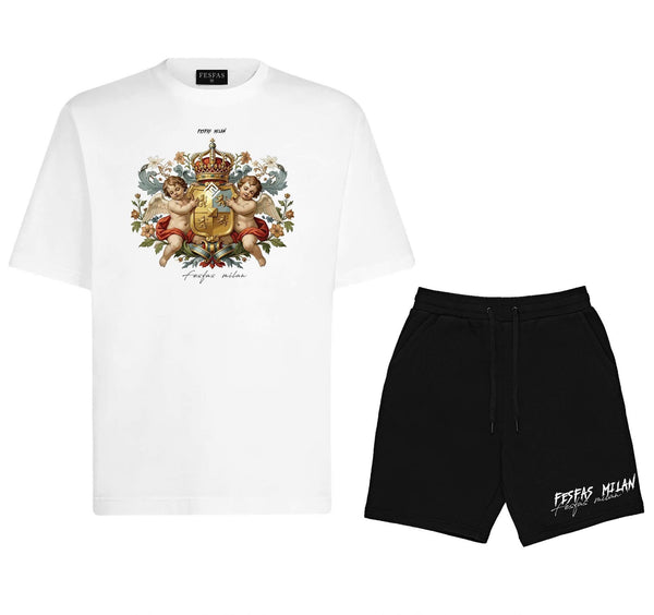 FesFas twin angels-print T-shirt Set
