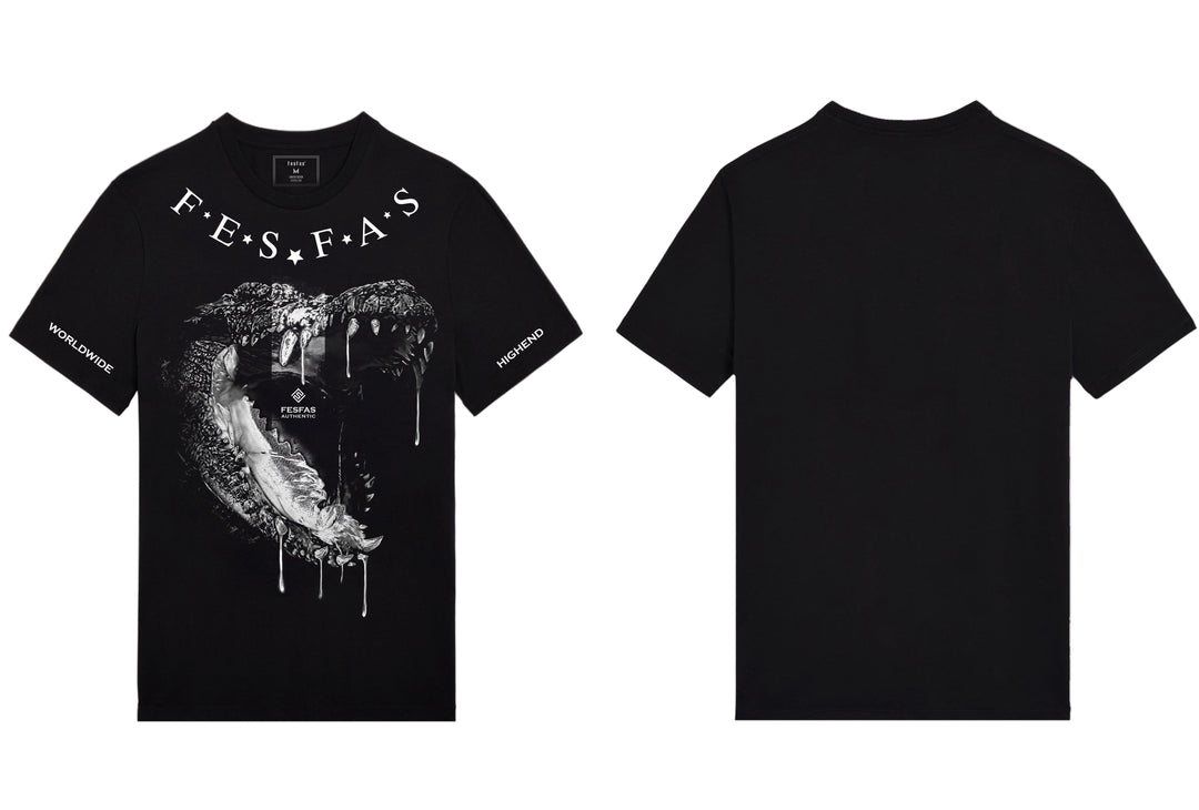 FesFas crocodile jaw-print T-shirt | Black | Men
