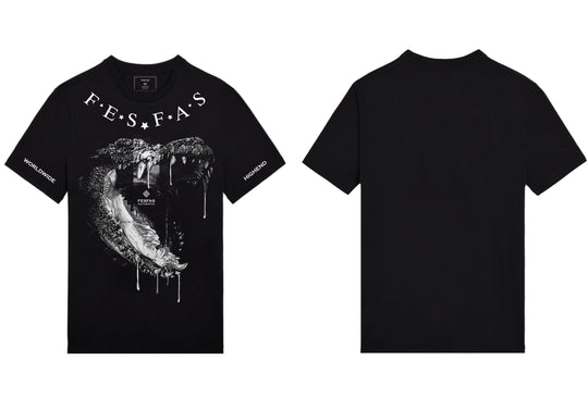 FesFas crocodile jaw-print T-shirt | Black | Men