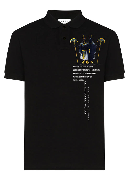 FesFas Anubis-print Polo Shirt | Men | Black
