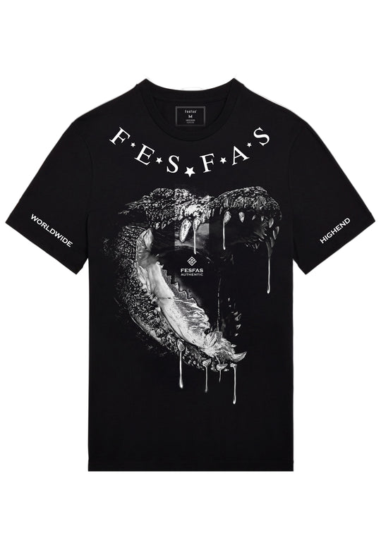 FesFas crocodile jaw-print T-shirt | Black | Men