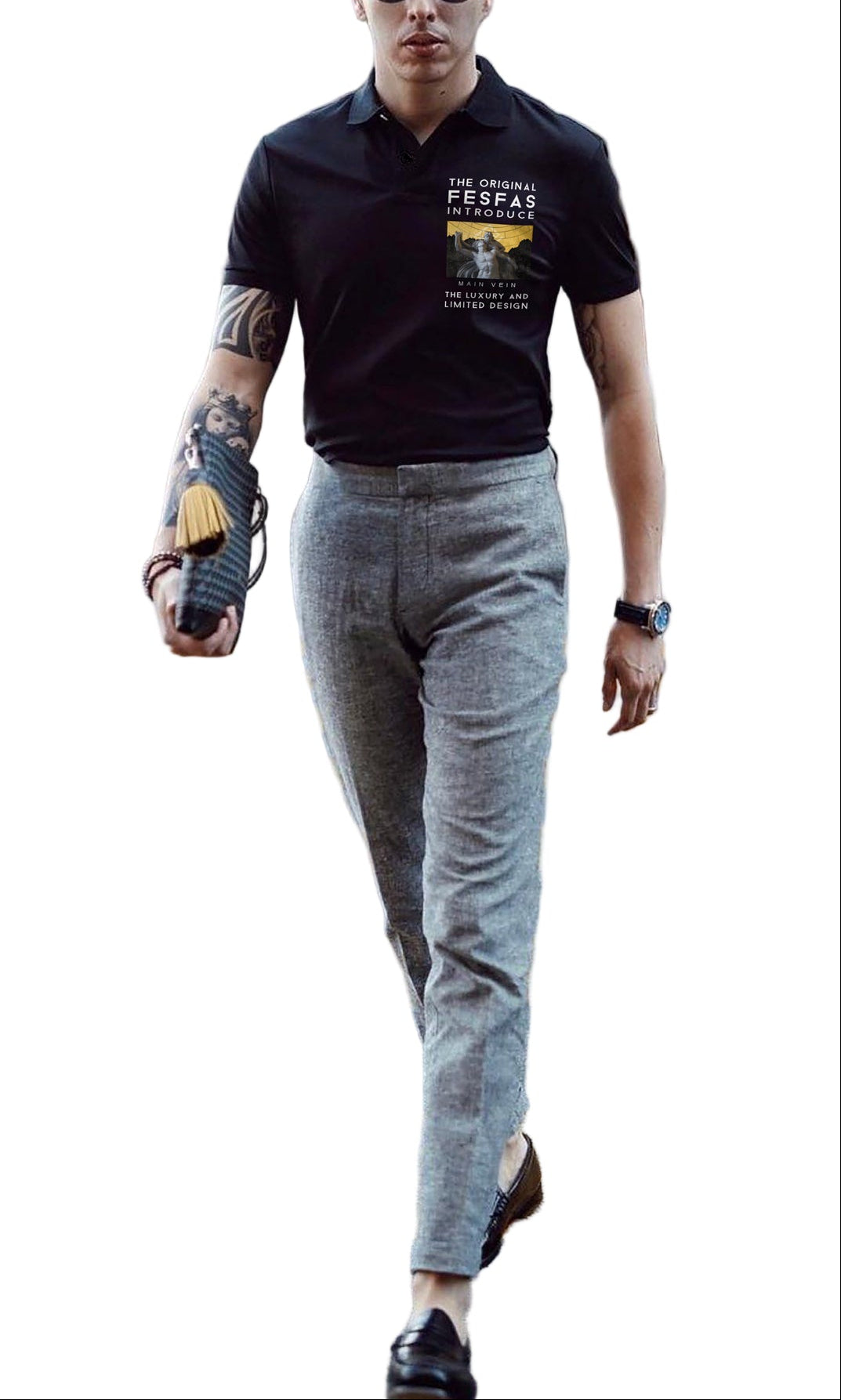 FesFas Main Vein-print Polo Shirt | Men | Black