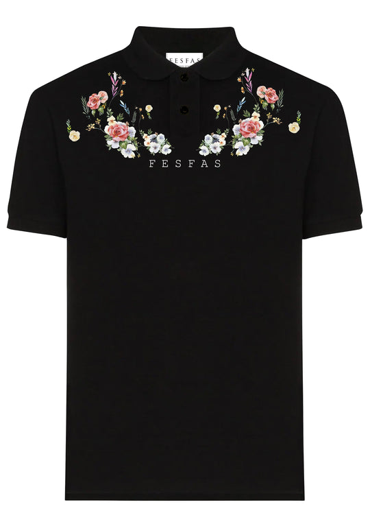 FesFas Floral-print Polo Shirt | Men | Black