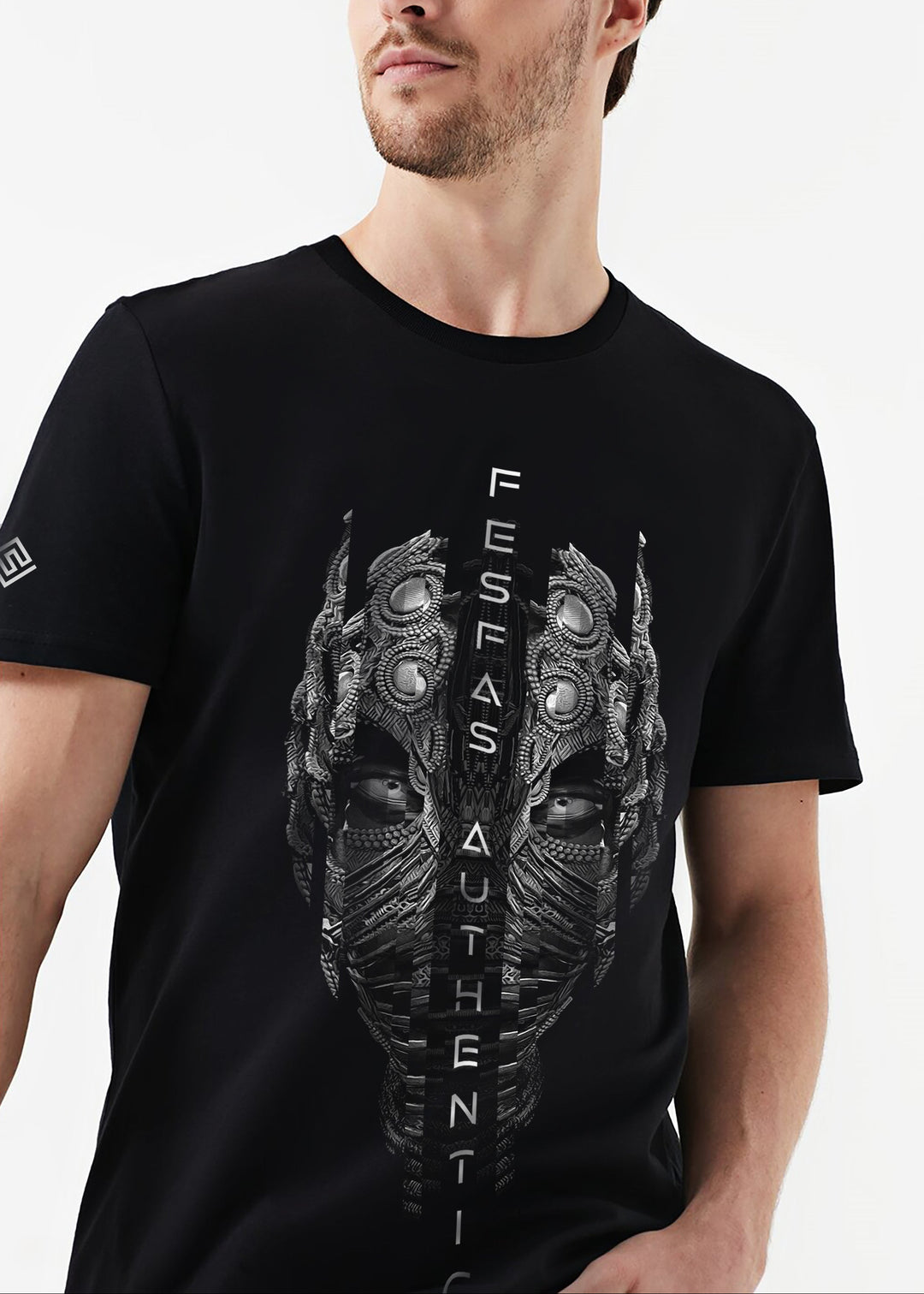 FesFas metal mask-print T-shirt | Black | Men