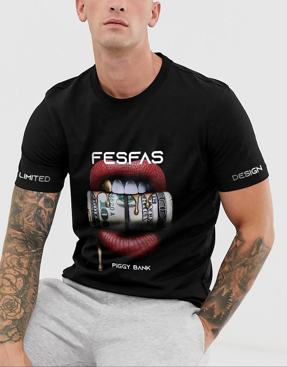FesFas lips-print T-shirt | Black | Men