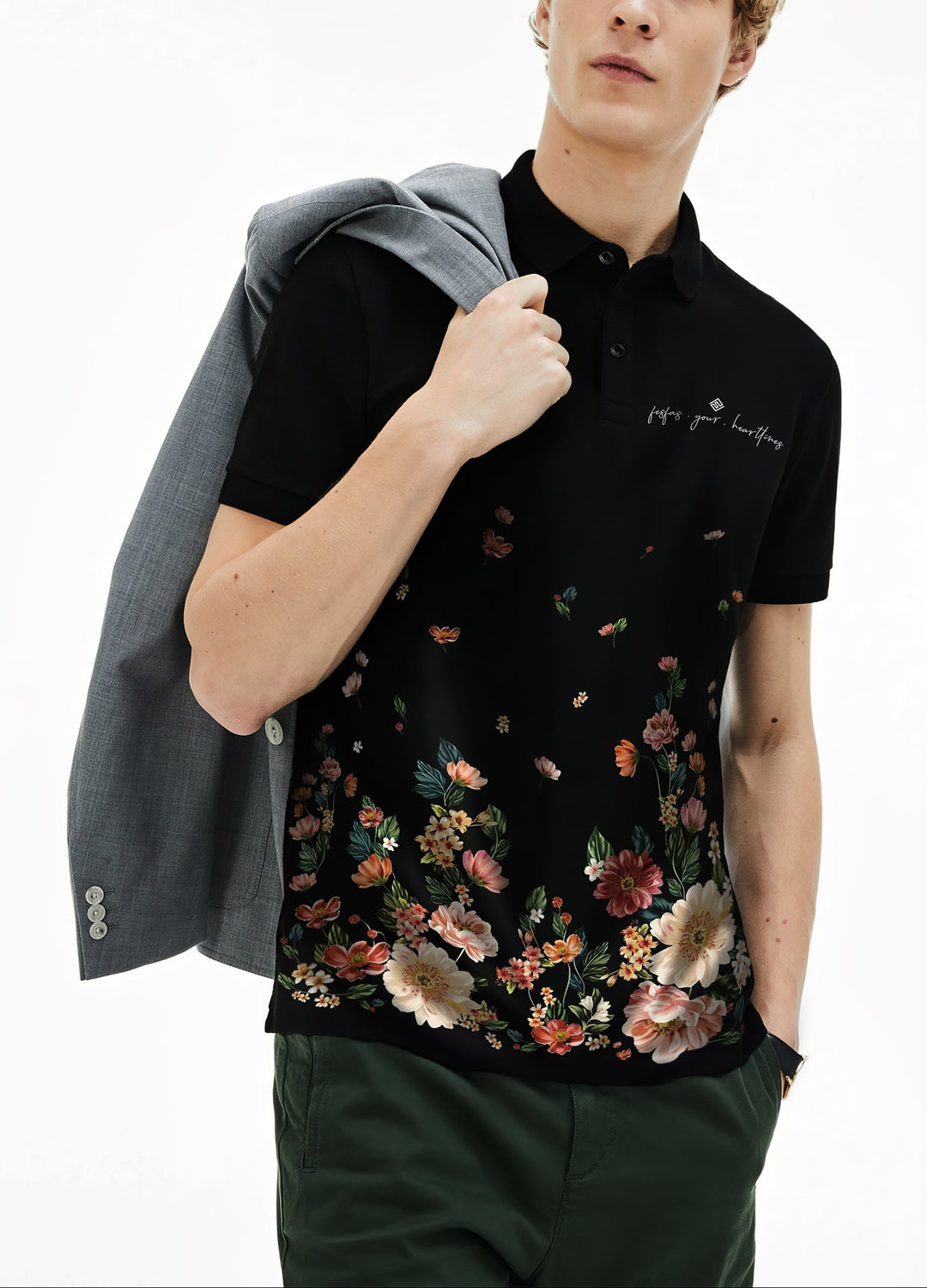 FesFas Floral-print Polo Shirt | Men | Black