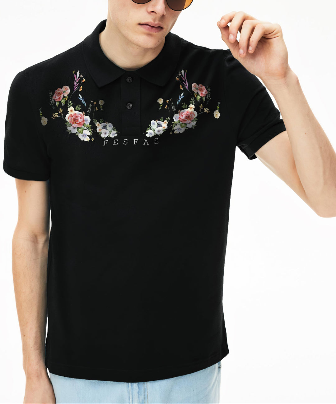 FesFas Floral-print Polo Shirt | Men | Black