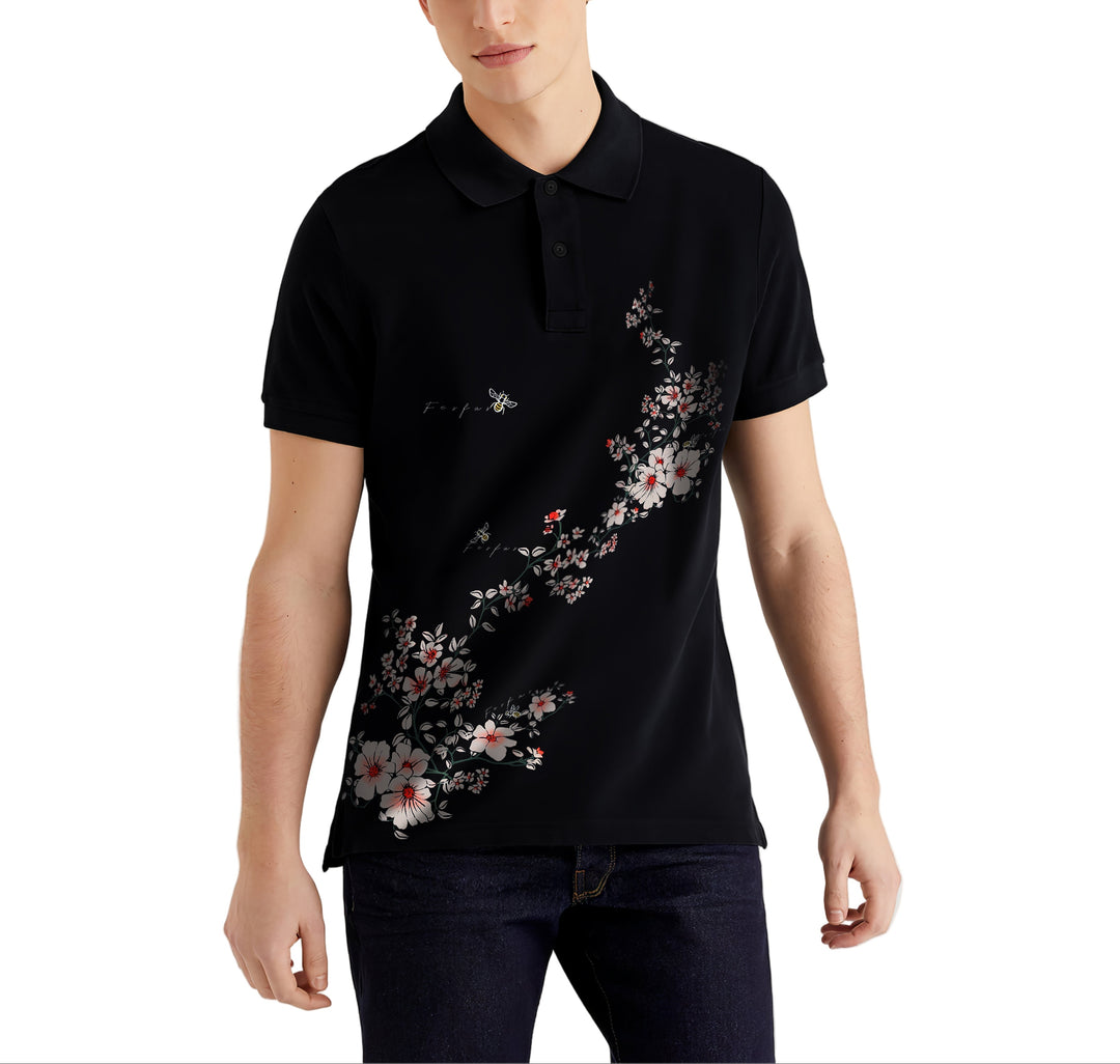 FesFas Floral-print Polo Shirt | Men | Black