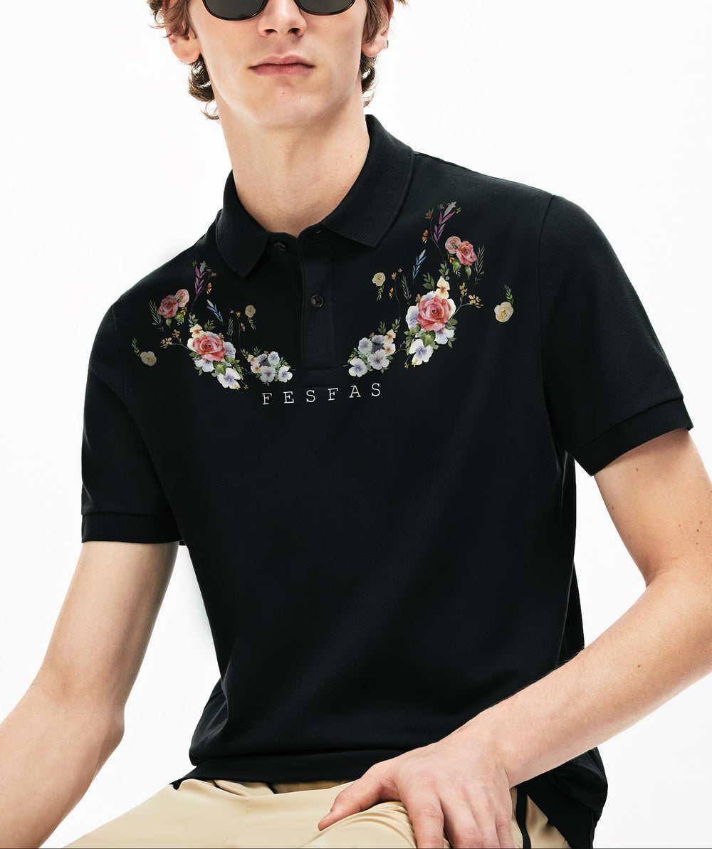 FesFas Floral-print Polo Shirt | Men | Black