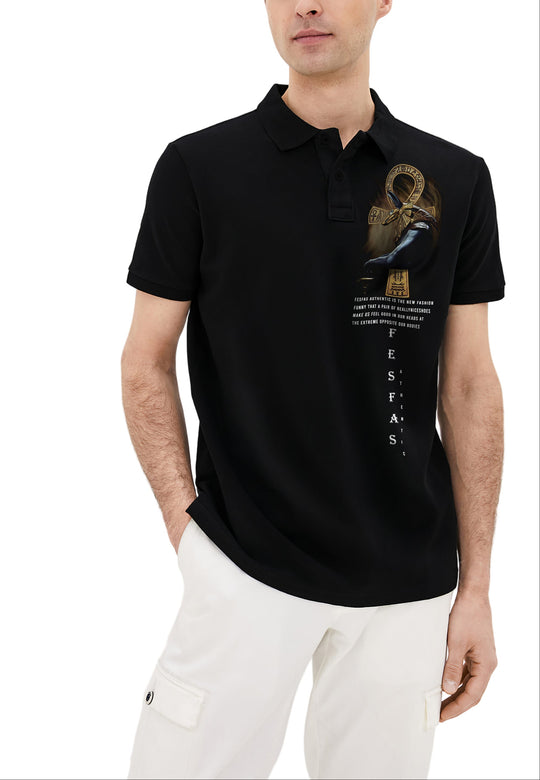 FesFas Anubis-print Polo Shirt | Men | Black